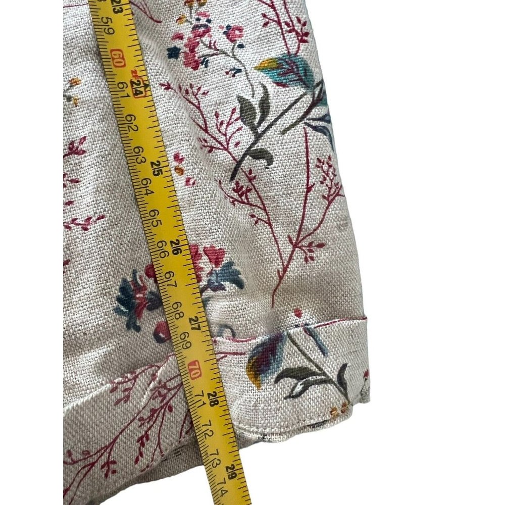 Vintage LizWear Sz L 90s Persian Floral Natural Linen Cotton Chore Jacket Coat - Picture 7 of 12